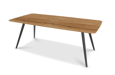 They &amp; Me eettafel Joy – bootsvorm – eiken rustiek lak– onderstel RAL9017 verkeerszwart