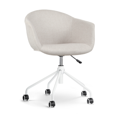 Nout-Otis bureaustoel wit onderstel - Gestoffeerde zitting met armleuningen