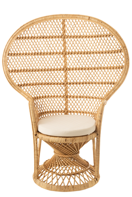 Fauteuil Pauw met kussen rotan Naturel 