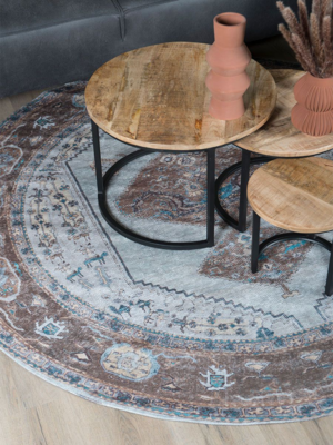 Vloerkleed Karaca - Blue/Brown 06 Rond