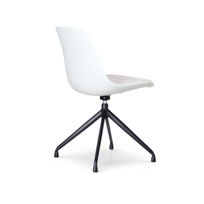 Draaibare eetkamerstoel Nola-Liv wit - zwart onderstel (incl. zitkussen)