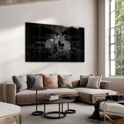 Walljar acrylglas schilderij - Two Zebras Nuzzling