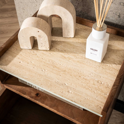 Nachtkastje Hangend Limestone open vak en lade