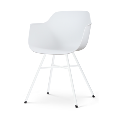 Eetkamerstoel Noa-Puk wit onderstel - met armleuningen