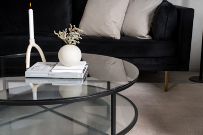 Hobro Salontafel - Ø100 cm - Zwart met Glas