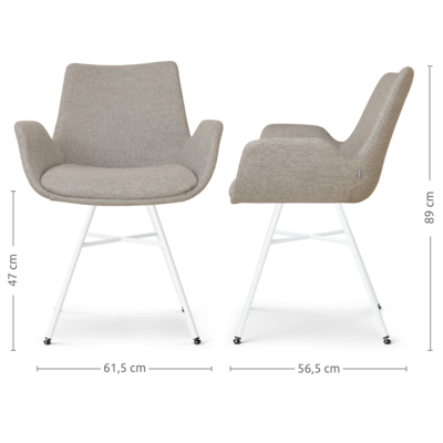 Stoffen eetkamerstoel Noa-Eef wit onderstel