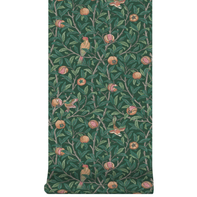 vliesbehang william morris at home bird & pomegranate deep green