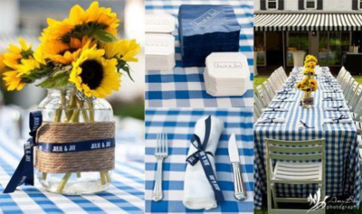 Tafelkleed Grote ruit blauw (Strijkvrij)