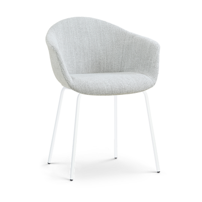 Eetkamerstoel Nora-Otis gestoffeerd - wit onderstel - met armleuningen