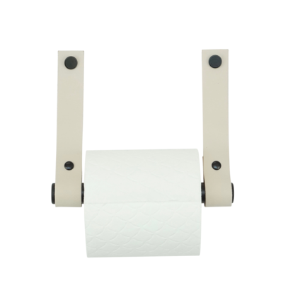 Leren toiletrolhouder (roldrager: zwart metaal)