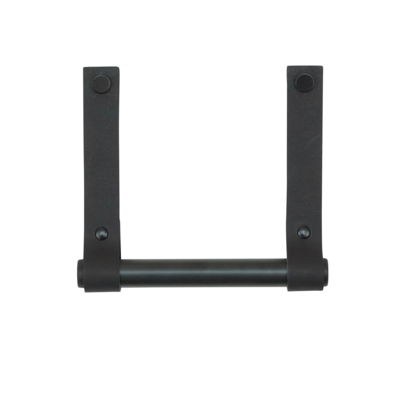 Leren toiletrolhouder (roldrager: zwart metaal)