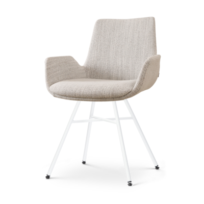 Stoffen eetkamerstoel Noa-Eef wit onderstel