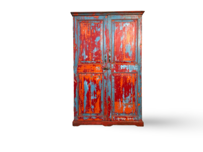 Kast 2 deur rood/oranje/blauw uniek