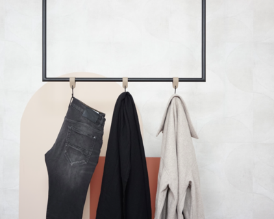 S-haakje Zwart + leren hanger - Maat M - set van 4