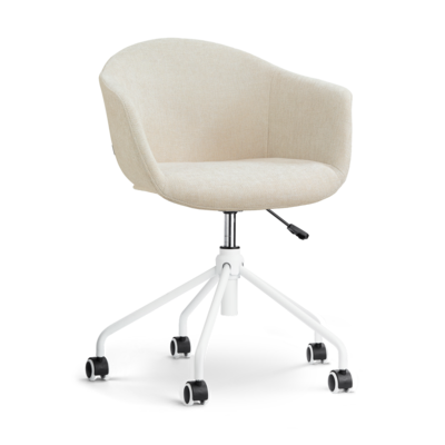 Nout-Otis bureaustoel wit onderstel - Gestoffeerde zitting met armleuningen