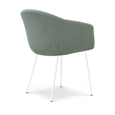 Eetkamerstoel Nora-Otis gestoffeerd - wit onderstel - met armleuningen