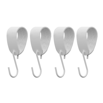 S-haakje wit + leren hanger - Maat M - set van 4