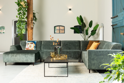 JaxxChoice hoekbank U-model Rikki groen