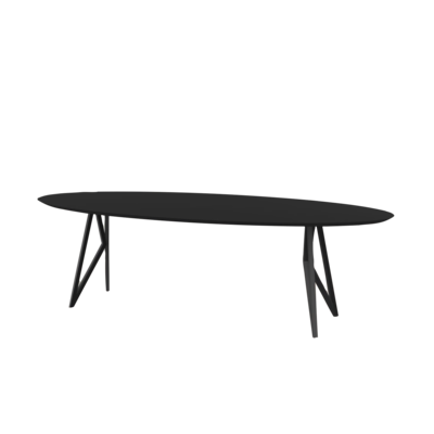 Studio HENK tafel Butterfly Ovaal - zwart frame, HPL Fenix nero ingo
