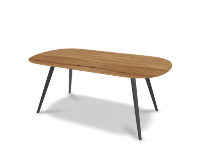 They &amp; Me eettafel Joy – plat ovaal – eiken rustiek olie - onderstel RAL9017 verkeerszwart