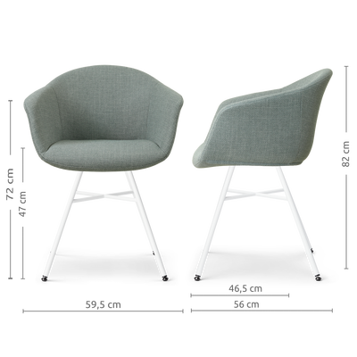 Eetkamerstoel Noa-Otis wit onderstel met armleuningen