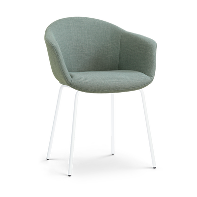 Eetkamerstoel Nora-Otis gestoffeerd - wit onderstel - met armleuningen