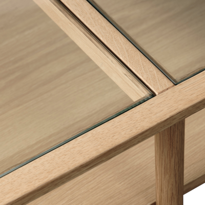 Salontafel Boris eikenhout met glazen tafelblad