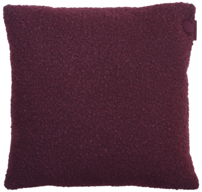 Kussen bouclé knoop aubergine vierkant