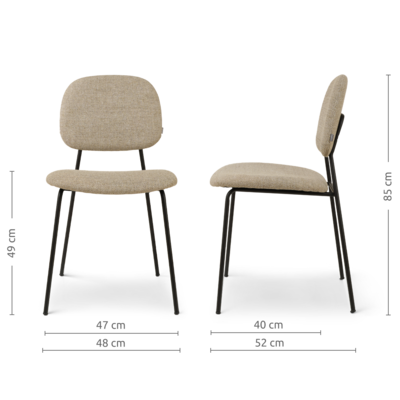 Eetkamerstoel Jasmijn - zwart onderstel