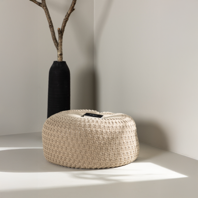 Gevlochten poef Sylvie