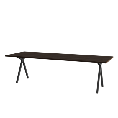 Studio HENK tafel Slim X-type Rechthoekig - zwart frame, gerookte beits