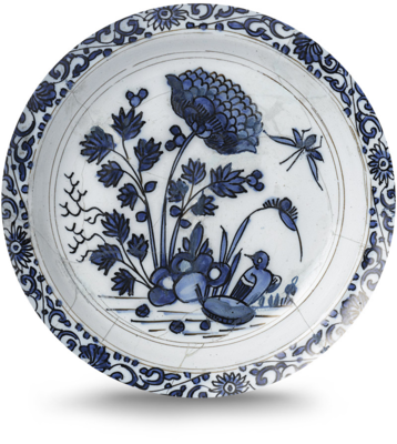 Rond schilderij aluminium Delfts blauwe borden