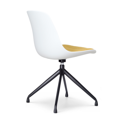 Draaibare eetkamerstoel Nola-Liv wit - zwart onderstel (incl. zitkussen)