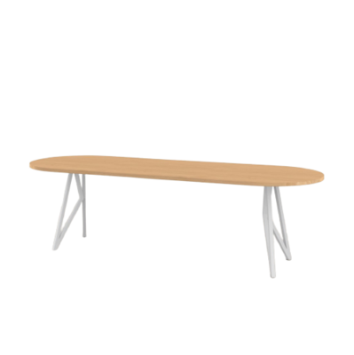 Studio HENK tafel Butterfly Plat ovaal - wit frame, hardwax light 3041