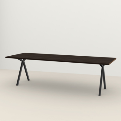 Studio HENK tafel Slim X-type Rechthoekig - zwart frame, gerookte beits