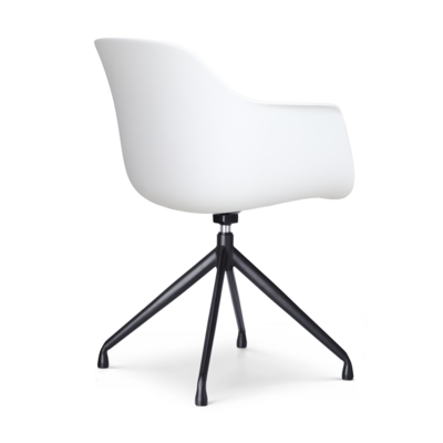 Nola-Liz zwart draaibare eetkamerstoel - Witte zitting met armleuningen (incl. zitkussen)
