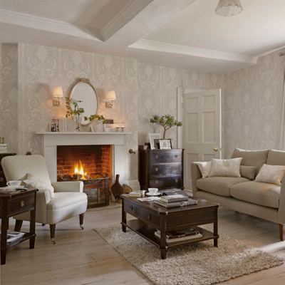 vliesbehang laura ashley josette white & dove grey