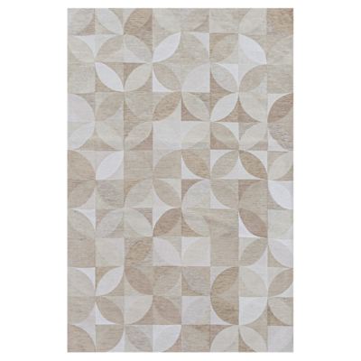 Vloerkleed Rondo beige grafisch met abstract bladerpatroon