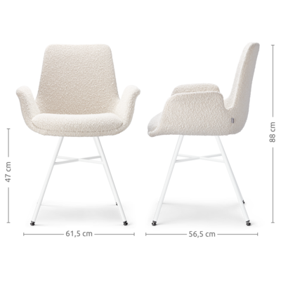 Stoffen eetkamerstoel Noa-Eef wit onderstel