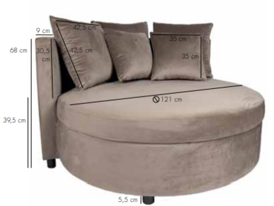 Fauteuil XL Rond inclusief 5 kussens