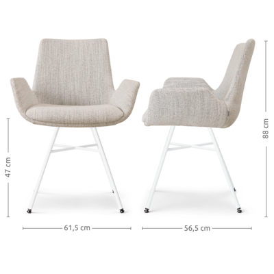 Stoffen eetkamerstoel Noa-Eef wit onderstel