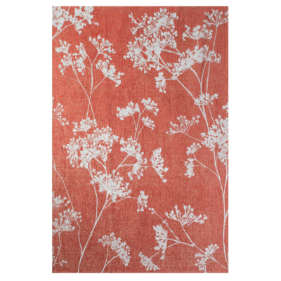 Parsley rood bloementapijt met elegant wit bloempatroon