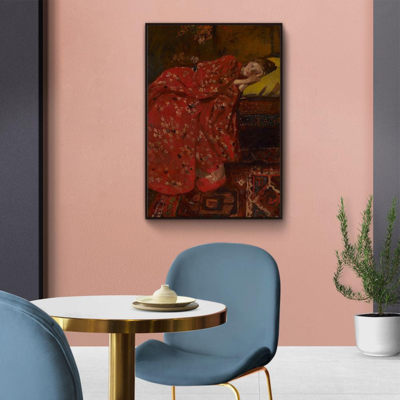 Walljar canvas schilderij - Breitner - Meisje In Rode Kimono