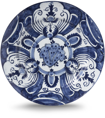 Rond schilderij aluminium Delfts blauwe borden