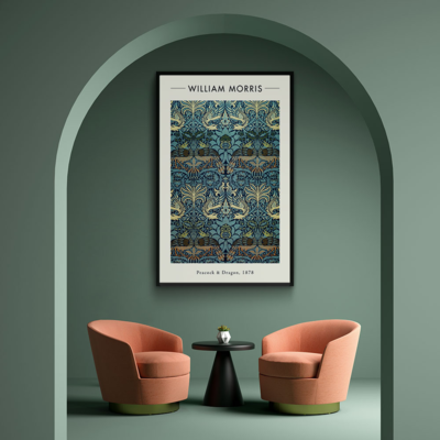 Walljar plexiglas schilderij - William Morris - Peacock and Dragon