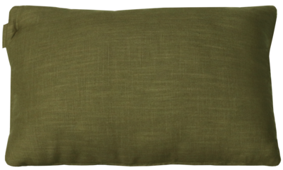 Kussen bouclé linnen knoop olijf rechthoek