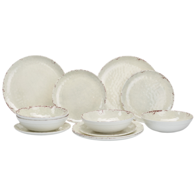 Flamefield servies Rustic Pearl - 12-delig melamine