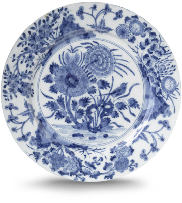 Rond schilderij aluminium Delfts blauwe borden