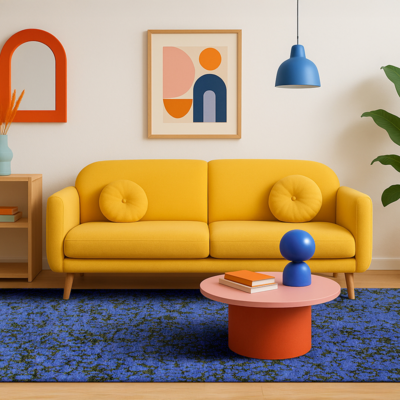 Eigentijds Cloud vloerkleed met interlaced patroon in blauw en groen