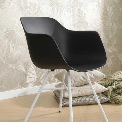 Eetkamerstoel Noa-Puk wit onderstel - met armleuningen